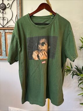 AKOO Olive Green Graphic Crew Tee with Photo Print